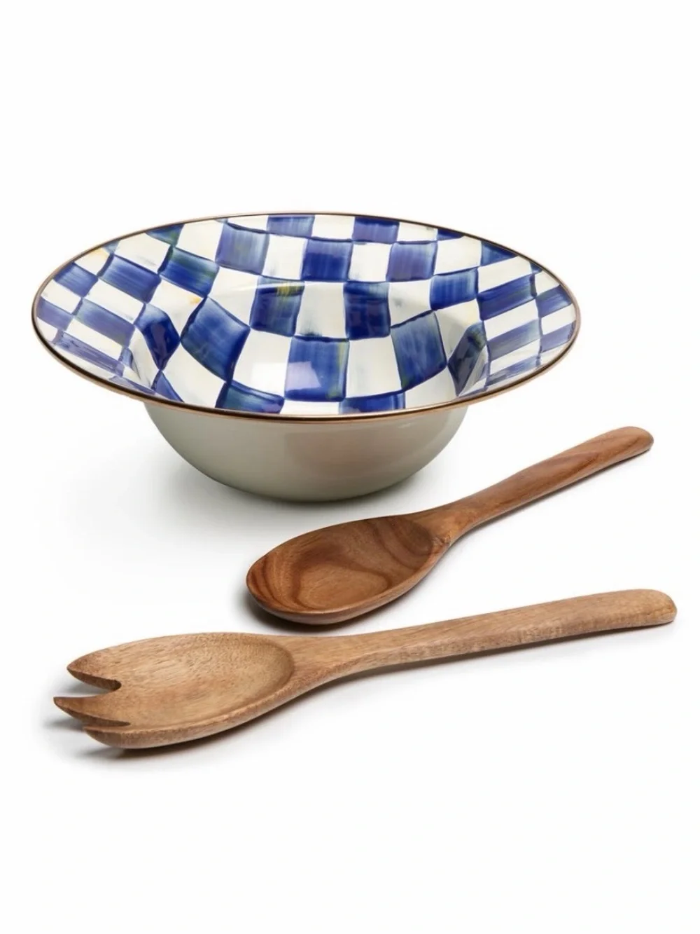 NIB MacKenzie-Childs Royal Check Salad Serving Set